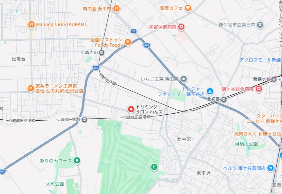 松戸市串崎新田のトリミングサロンわんズの場所案内マップ