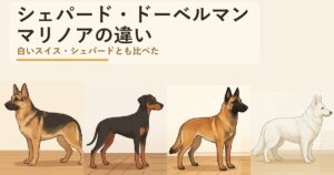 ジャーマンシェパードとドーベルマンとマリノアの違いは?大きさ・性格・病気を比べた